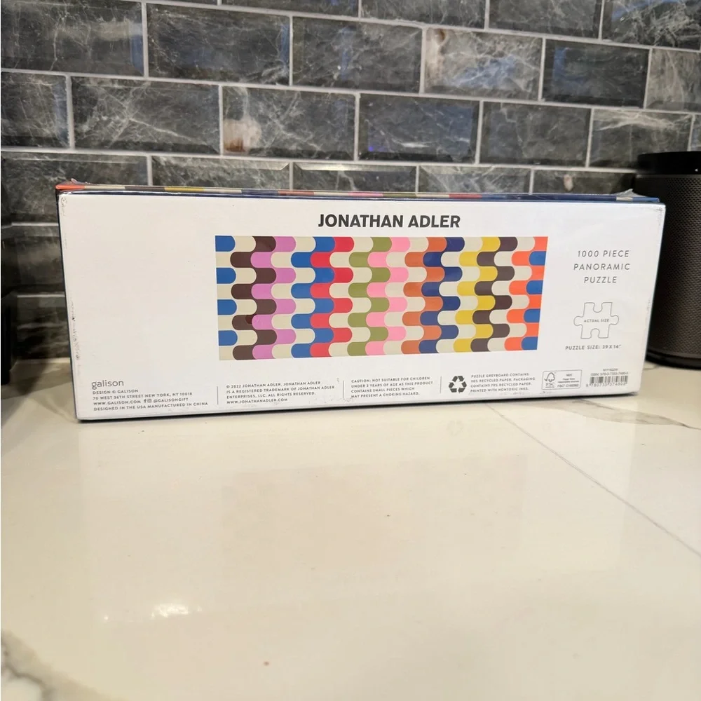 Jonathan Adler 1000-Piece Panoramic Puzzle Bright Bargello | New